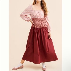 English Factory Colorblocked Tiered Maxi Dress